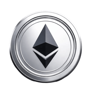 Ethereum (ETH) coin shown as a floating graphic element