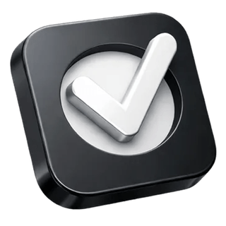 A 3D checkmark icon displayed on the Prospernage about page